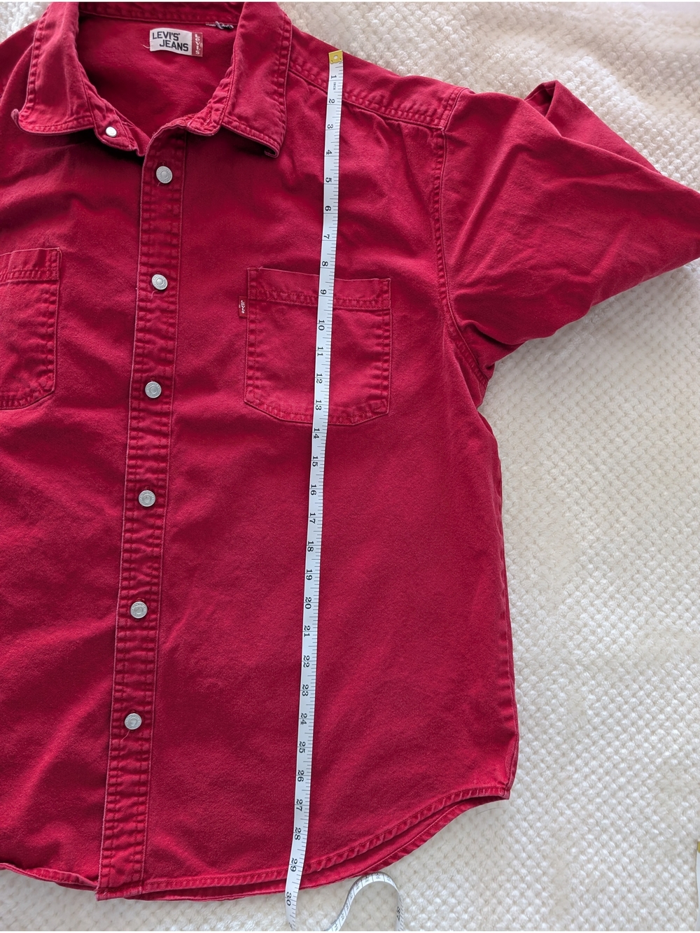 Vintage Levi's red denim heavyweight button-down shirt or shirt jacket - Picture 5 of 11